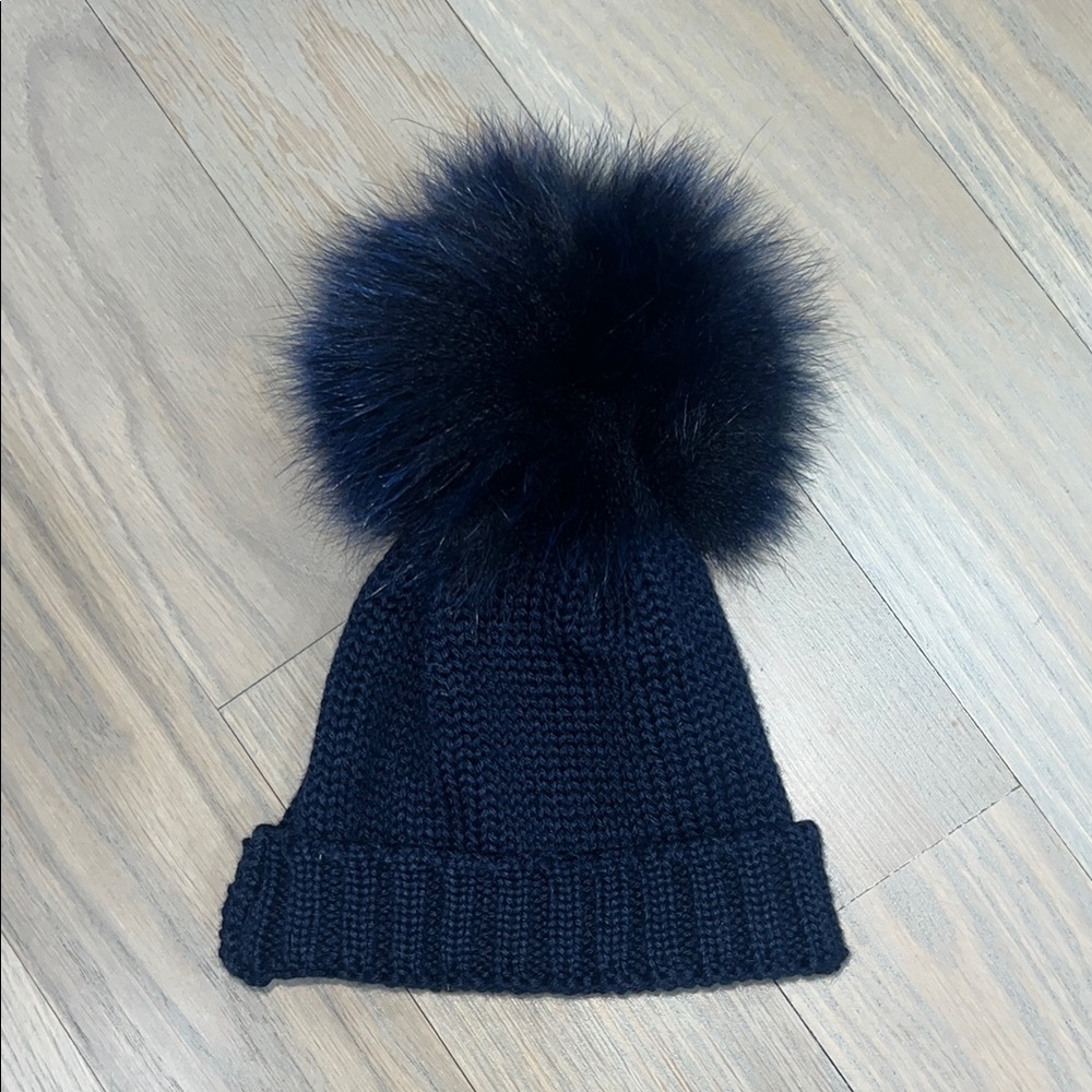 Baby Navy Blue Pom-Pom Hat
